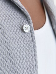 Reiss Soft Blue Felipe Textured Jacquard Cuban-Collar Shirt - Image 4 of 6