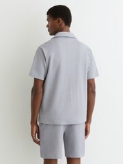 Reiss Soft Blue Felipe Textured Jacquard Cuban-Collar Shirt - Image 5 of 6