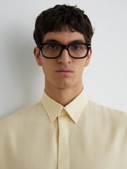 Reiss Lemon Yellow Supra Lyocell-Linen Short-Sleeve Shirt - Image 3 of 5