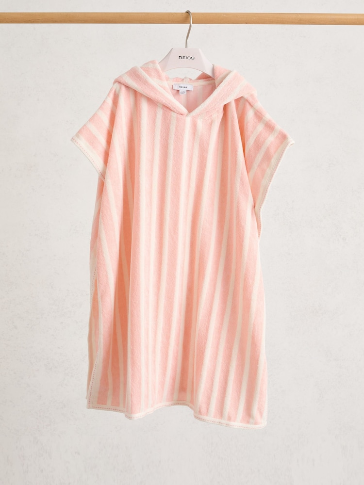 Reiss Peach Dune 9-13 yrs Striped Hooded Towel Cape - Image 2 of 4 Reiss Peach Dune 9-13 yrs Striped Hooded Towel Cape - Image 2 of 4