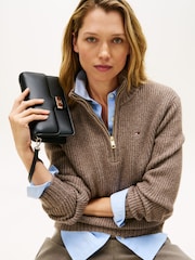 Tommy Hilfiger Black Heritage Monogram Plaque Clutch - Image 6 of 6