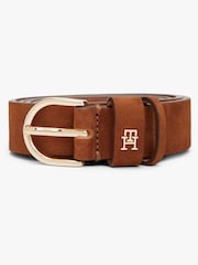 Tommy Hilfiger Brown Essential Rounded Buckle Leather Belt - Image 1 of 3