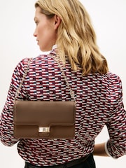 Tommy Hilfiger Brown Heritage Monogram Plaque Clutch - Image 1 of 4