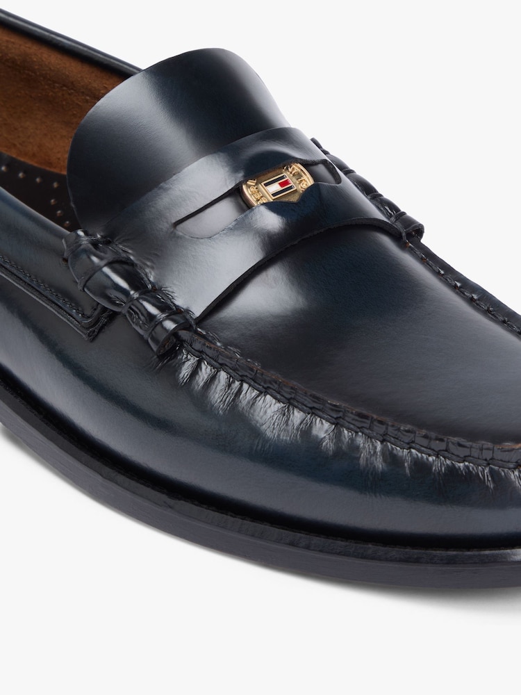 Tommy Hilfiger Blue Patent Leather Debossed Loafers - Image 7 of 7 Tommy Hilfiger Blue Patent Leather Debossed Loafers - Image 7 of 7