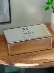 Personalised Bow Mirrored Jewellery Box by PMC - Image 1 of 3