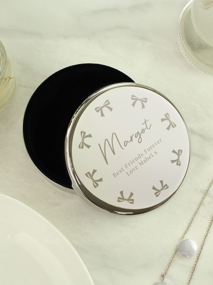 Personalised Personalised Bow Round Trinket Box by PMC - Image 3 of 3 Personalised Personalised Bow Round Trinket Box by PMC - Image 3 of 3