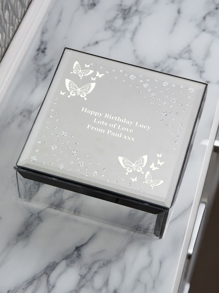Personalised Butterfly Mirrored Trinket Box by PMC - Image 2 of 3 Personalised Butterfly Mirrored Trinket Box by PMC - Image 2 of 3