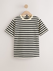 Black/Ecru Stripe Heavyweight Short Sleeve Crew Neck T-Shirt - Image 4 of 6