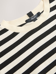 Black/Ecru Stripe Heavyweight Short Sleeve Crew Neck T-Shirt - Image 6 of 6