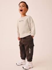Ecru Marl Crew Neck Sweat Top and Utility Joggers Set (3mths-7yrs) - Image 1 of 12