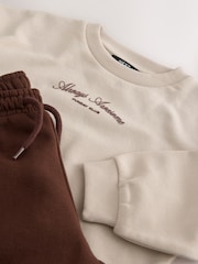 Ecru Marl Crew Neck Sweat Top and Utility Joggers Set (3mths-7yrs) - Image 10 of 12