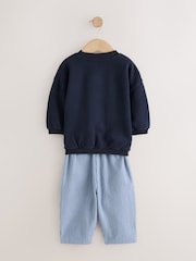 Navy/White Crew Neck Joggers Set (3mths-7yrs) - Image 2 of 5