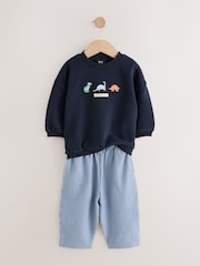Navy/White Crew Neck Joggers Set (3mths-7yrs) - Image 3 of 5