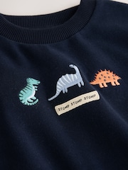 Navy/White Crew Neck Joggers Set (3mths-7yrs) - Image 4 of 5