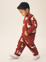 Burgundy Red All Over Print Crew Neck Sweat Top and Joggers Set (3mths-7yrs) - Image 2 of 10