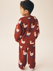 Burgundy Red All Over Print Crew Neck Sweat Top and Joggers Set (3mths-7yrs) - Image 3 of 10