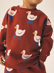 Burgundy Red All Over Print Crew Neck Sweat Top and Joggers Set (3mths-7yrs) - Image 4 of 10
