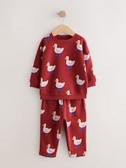 Burgundy Red All Over Print Crew Neck Sweat Top and Joggers Set (3mths-7yrs) - Image 6 of 10