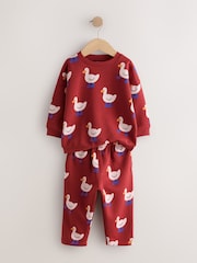 Burgundy Red All Over Print Crew Neck Sweat Top and Joggers Set (3mths-7yrs) - Image 7 of 10