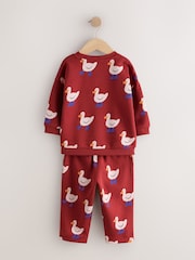 Burgundy Red All Over Print Crew Neck Sweat Top and Joggers Set (3mths-7yrs) - Image 8 of 10