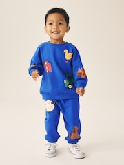 Dark Blue Crew Neck Joggers Set (3mths-7yrs) - Image 1 of 9
