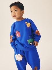 Dark Blue Crew Neck Joggers Set (3mths-7yrs) - Image 2 of 9