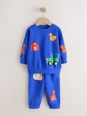 Dark Blue Crew Neck Joggers Set (3mths-7yrs) - Image 5 of 9