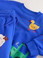 Dark Blue Crew Neck Joggers Set (3mths-7yrs) - Image 8 of 9