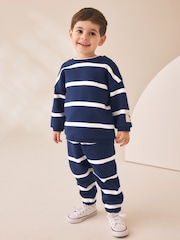 Navy All Over Print Crew Neck Sweat Top and Joggers Set (3mths-7yrs) - Image 1 of 8