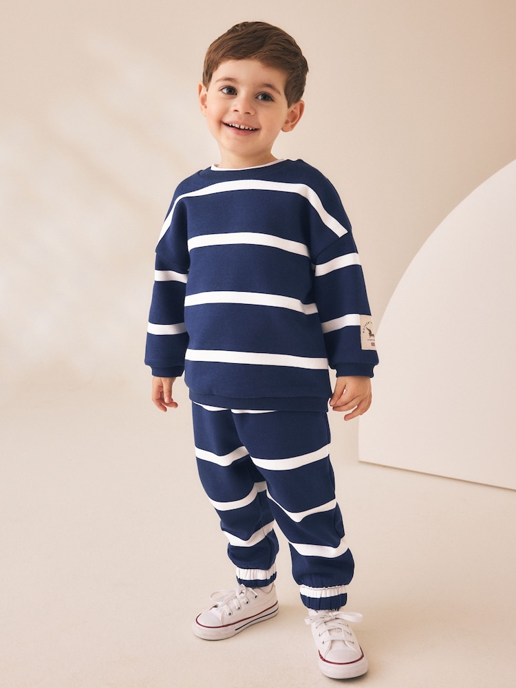 Navy All Over Print Crew Neck Sweat Top and Joggers Set (3mths-7yrs) - Image 1 of 8