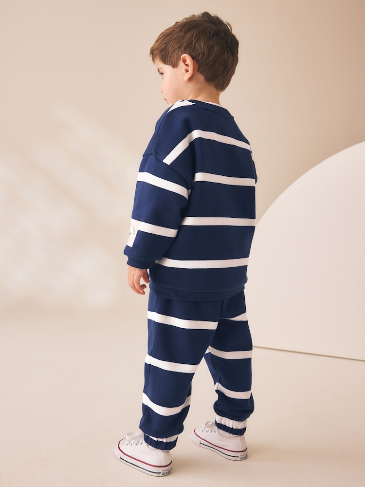 Navy All Over Print Crew Neck Sweat Top and Joggers Set (3mths-7yrs) - Image 2 of 8