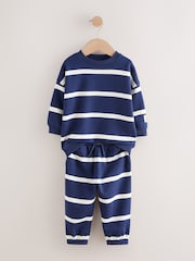 Navy All Over Print Crew Neck Sweat Top and Joggers Set (3mths-7yrs) - Image 5 of 8