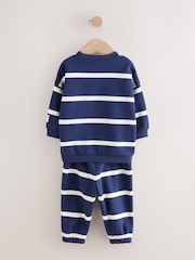 Navy All Over Print Crew Neck Sweat Top and Joggers Set (3mths-7yrs) - Image 6 of 8