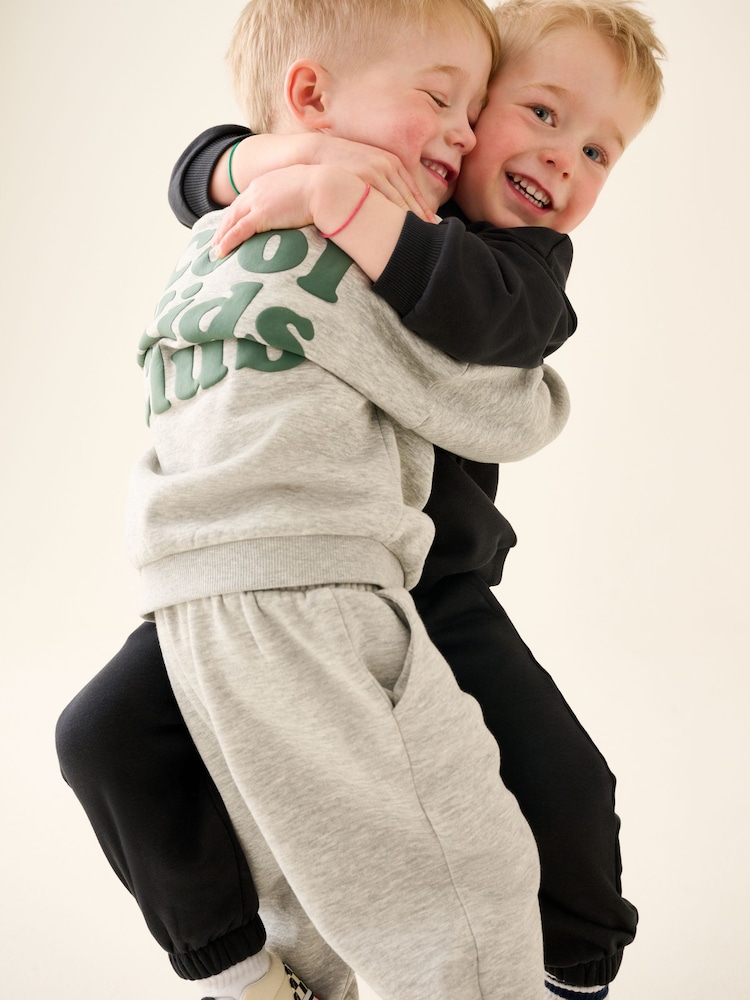 Grey Semi Plain Crew Jogger Set 4 Piece (3mths-7yrs) - Image 4 of 4