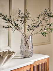Grey Fern Leaf Embossed Glass Vase - Image 1 of 3