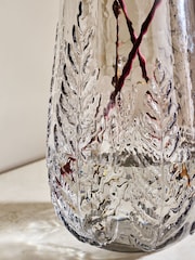 Grey Fern Leaf Embossed Glass Vase - Image 2 of 3