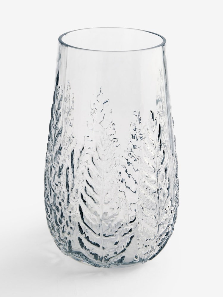 Grey Fern Leaf Embossed Glass Vase - Image 3 of 3