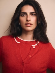 Mint Velvet Red Layered Knit Cardigan - Image 3 of 7