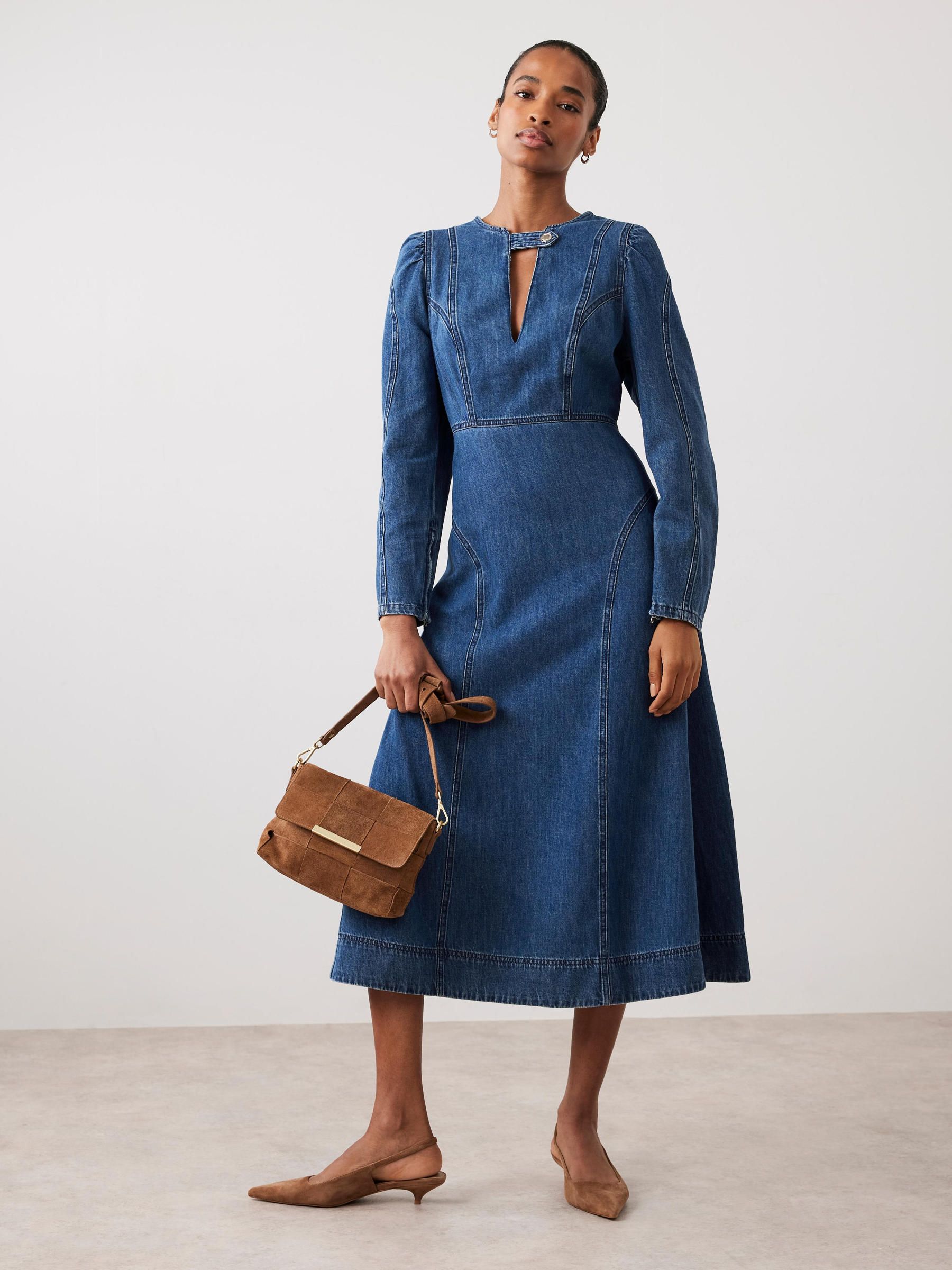Buy Mint Velvet Blue Denim Seam Detail Midi Dress from Next Luxembourg