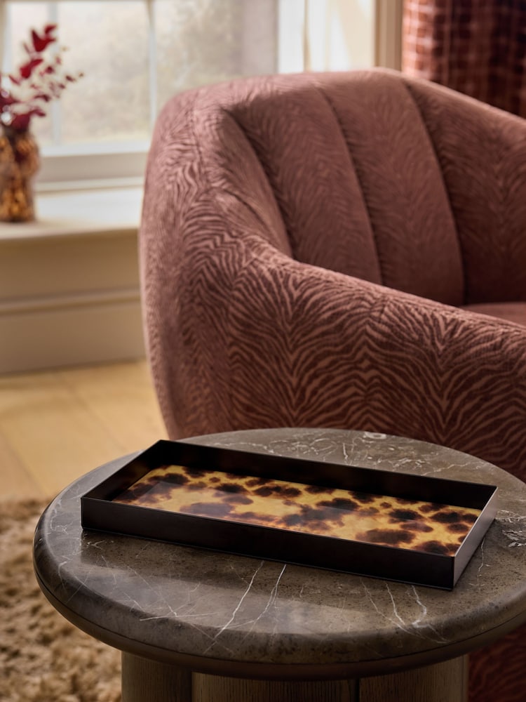 Brown Tortoiseshell Glass Decorative Tray - Image 2 of 4