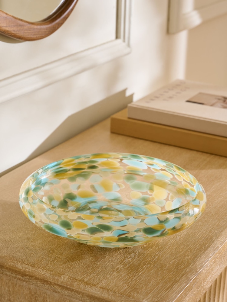 Blue/Green Confetti Glass Decorative Bowl - Image 1 of 2