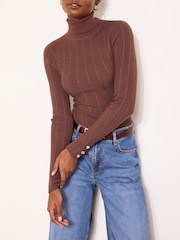 Lipsy Neutral Knitted Roll Neck Jumper - Image 1 of 5