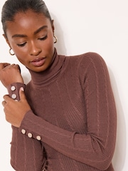 Lipsy Neutral Knitted Roll Neck Jumper - Image 4 of 5