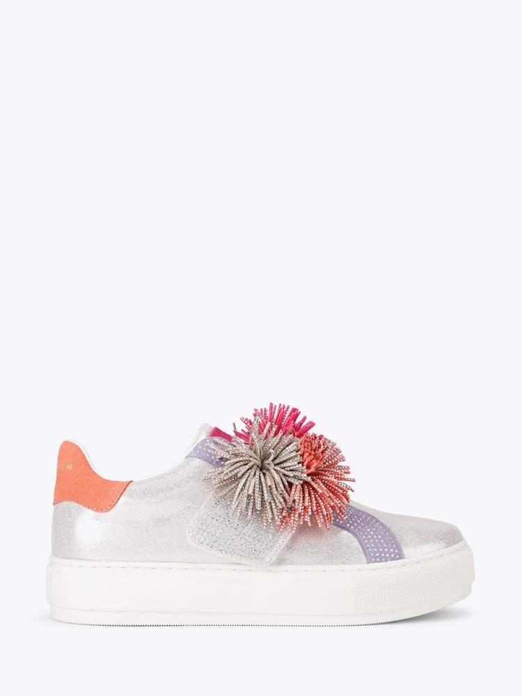 Kurt Geiger London Pink Laney Pom Pom Trainers - Image 1 of 4