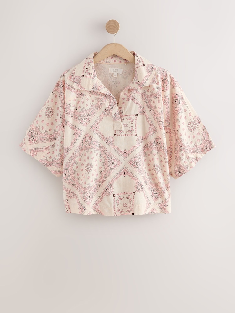 White/Pink V-Neck Rugby Shirt - Image 1 of 3