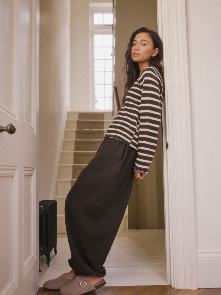 Chocolate Brown Hareem Balloon Leg Loungewear Trousers - Image 2 of 6