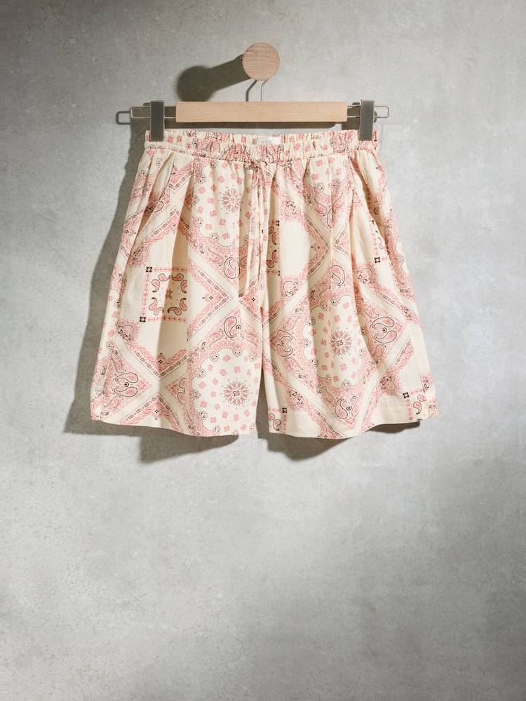 White/Pink Drawstring Bermuda Shorts - Image 1 of 3