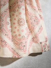 Ecru Paisley Print - Linen Blend Drawstring Bermuda Shorts - Imagem 8 de 8