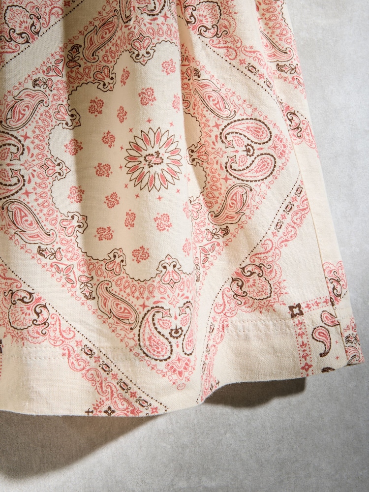 Ecru Paisley Print - Linen Blend Drawstring Bermuda Shorts - Imagem 8 de 8