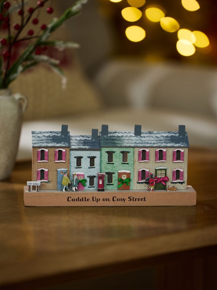 Multi Light Up Winter House Wooden Ornament - Image 2 of 4 Multi Light Up Winter House Wooden Ornament - Image 2 of 4